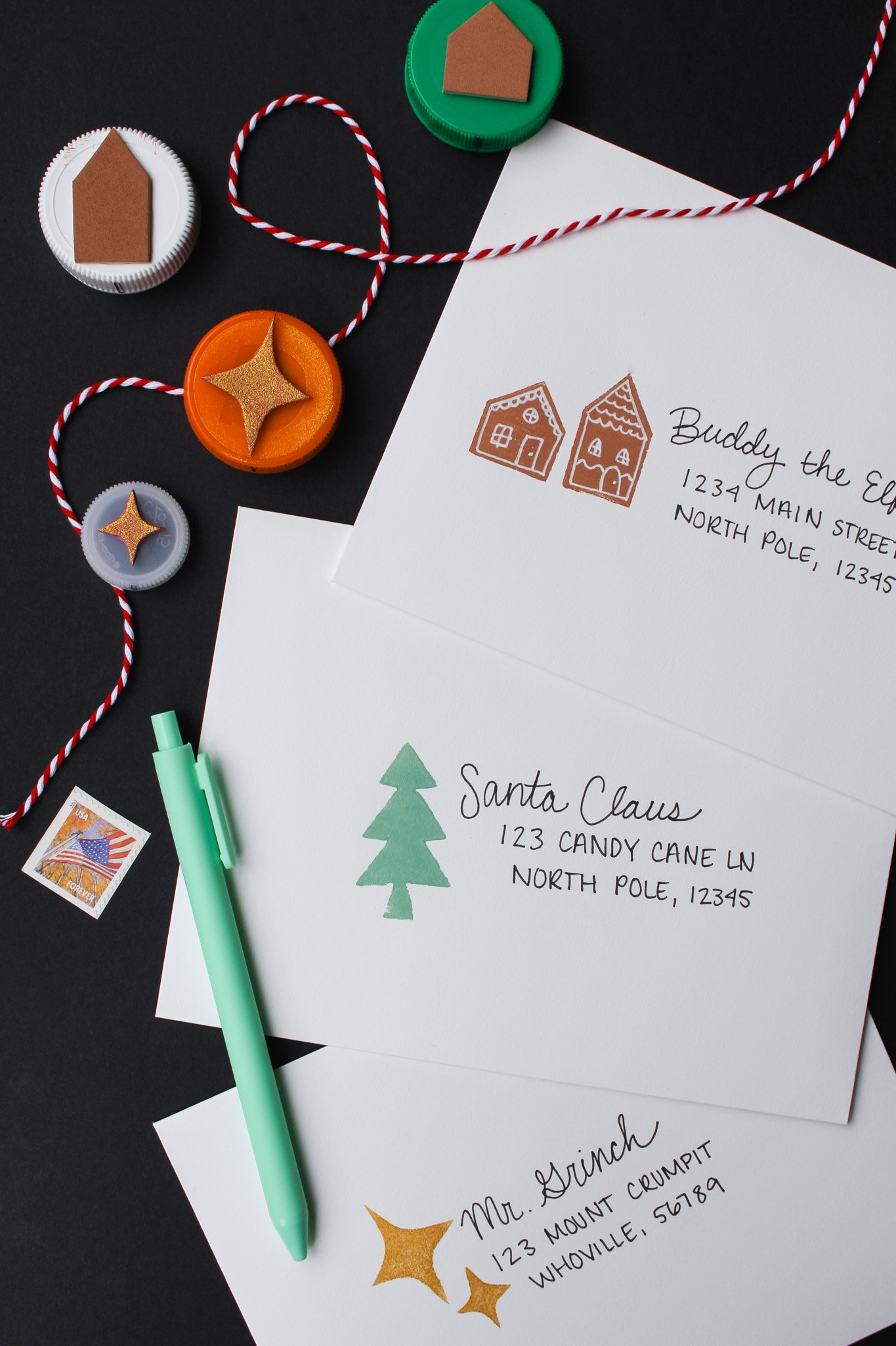 how to decorate your christmas card envelopes (diy foam stamps